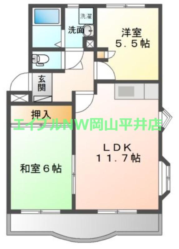 エトワール(2LDK/1階)の間取り写真