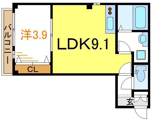 シルフィード(1LDK/2階)の間取り写真