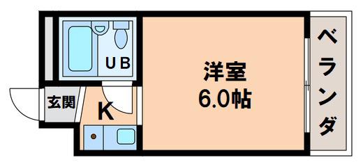 杭全ダイヤモンドライフ(1K/4階)の間取り写真