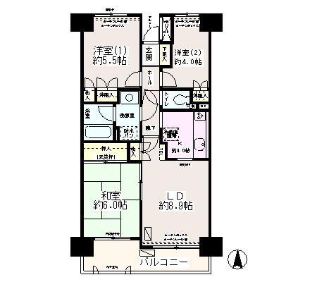 川口本町パーク・ホームズ(3LDK/6階)の間取り写真