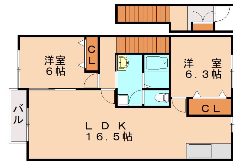グランドステージII(2LDK/2階)の間取り写真
