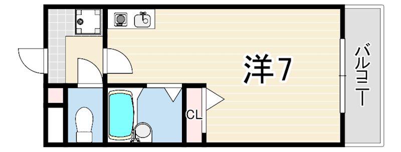 クレアコート産所町(ワンルーム/2階)の間取り写真