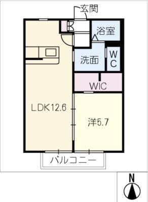 グリーンステージ高田山 A(1LDK/2階)の間取り写真