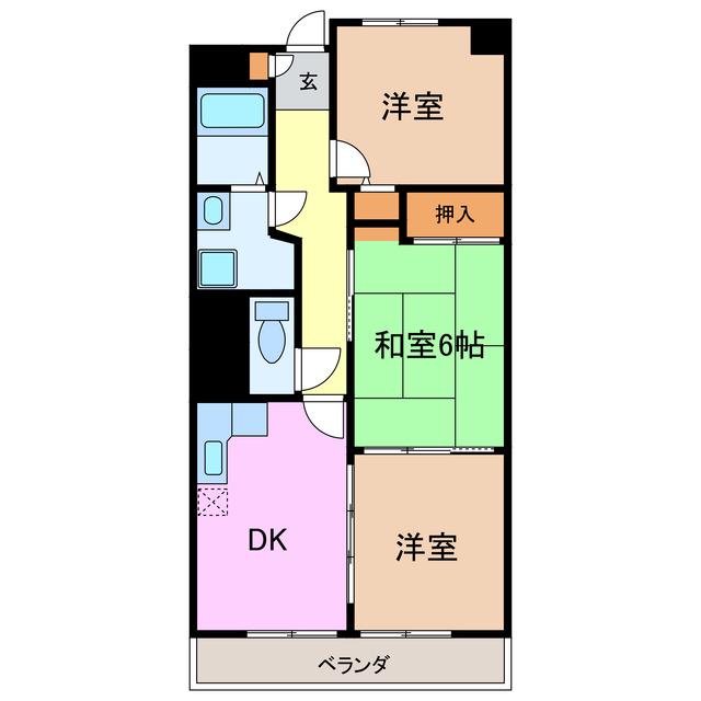 サンハウス野並(3DK/4階)の間取り写真