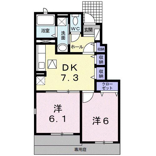 アバンツァート水尻(2DK/1階)の間取り写真