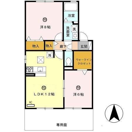 シャルマンコート A棟(2LDK/1階)の間取り写真
