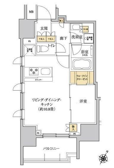 グレーシアフィット三軒茶屋(1LDK/14階)の間取り写真