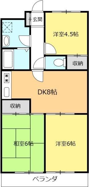 グランデール小手指2号(3DK/4階)の間取り写真