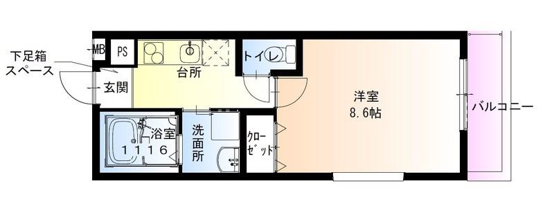 フジパレス長洲公園5番館(1K/1階)の間取り写真
