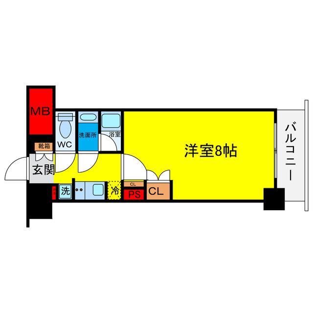 ザ・パークハビオ谷町六丁目テラス(1K/12階)の間取り写真