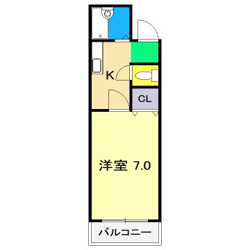 ラ・メール知寄(1K/2階)の間取り写真