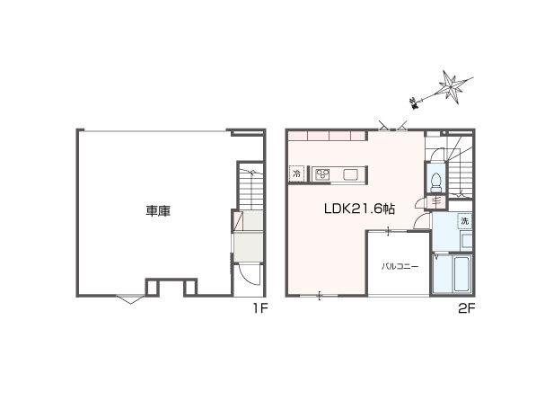 CASA GARAGE FIORIRE I(ワンルーム/1階)の間取り写真