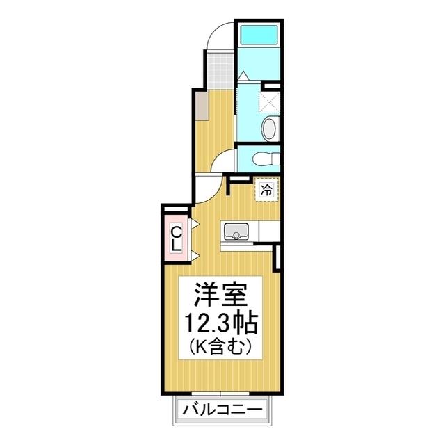 パインヒルズ(ワンルーム/1階)の間取り写真