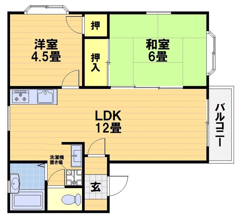 嵐山リバーサイドII(2LDK/2階)の間取り写真