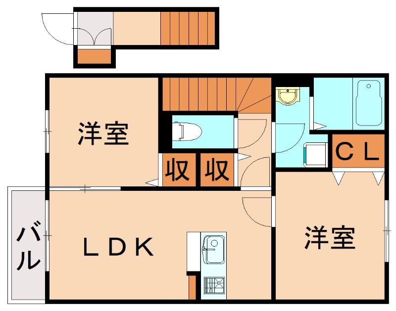 クロスロードI(2LDK/2階)の間取り写真