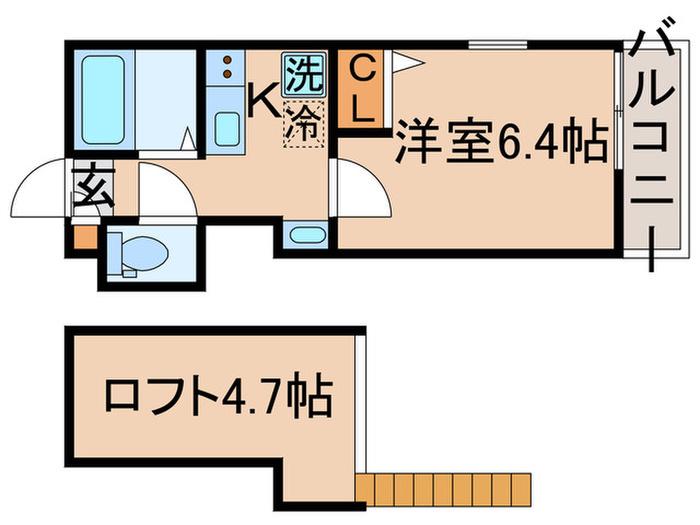 ハーモニーステージ金町(1K/2階)の間取り写真