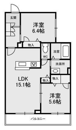 アランチアS(2LDK/2階)の間取り写真