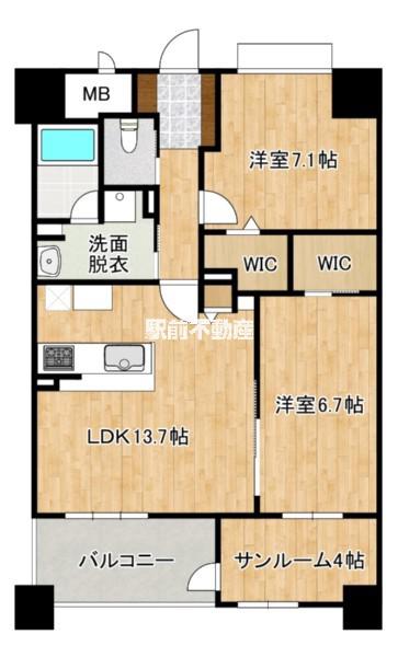 ラ・メール港(2SLDK/13階)の間取り写真