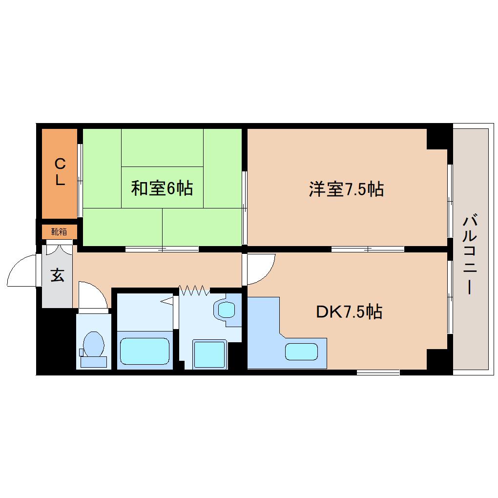グラシエール王寺(2DK/8階)の間取り写真