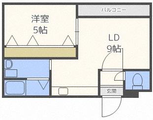 グランディール南5条(1DK/2階)の間取り写真