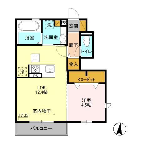 クレスト(1LDK/1階)の間取り写真