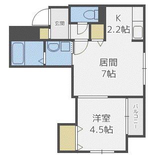 プラティーク平岸(1LDK/3階)の間取り写真