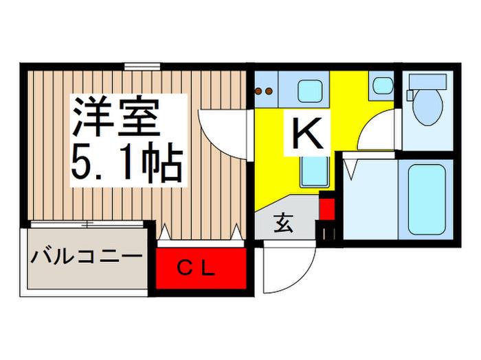 グランクオール蕨南町(1K/2階)の間取り写真