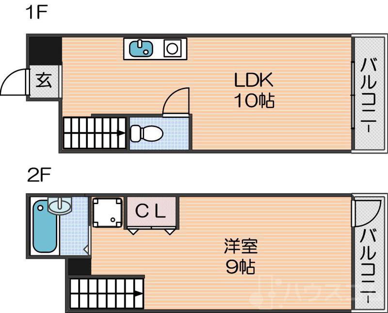 サニーコート粉浜(1LDK/1階)の間取り写真