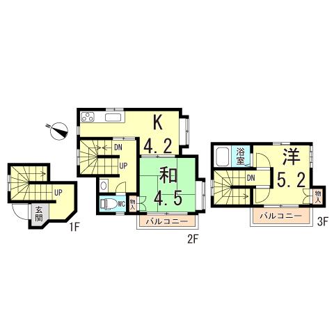 オレスコート板宿II(2K/2階)の間取り写真