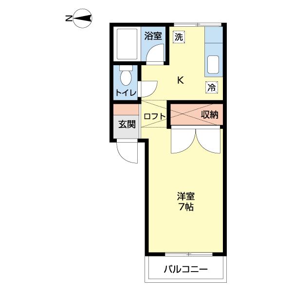 αNEXT八乙女(1K/1階)の間取り写真