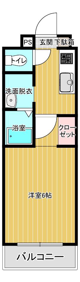 学校町通YMマンション(1K/3階)の間取り写真