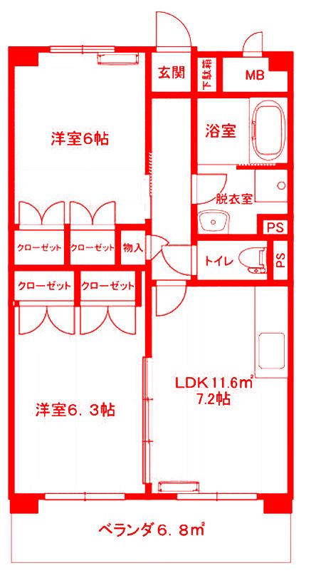 光ビル(2DK/3階)の間取り写真