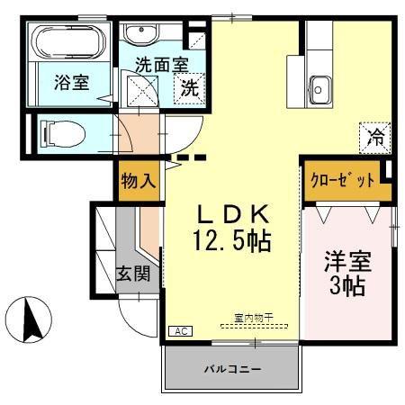 ブライトエレガンテ(1LDK/1階)の間取り写真