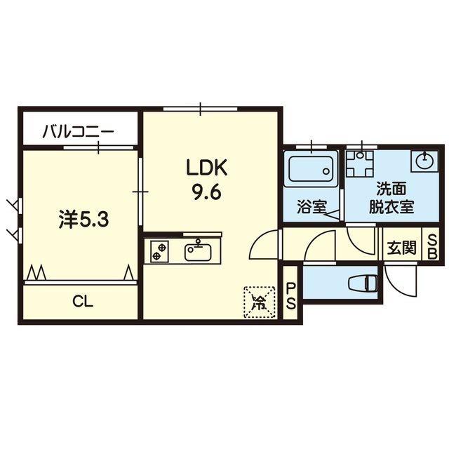 ESTASIA UTO B(1LDK/2階)の間取り写真