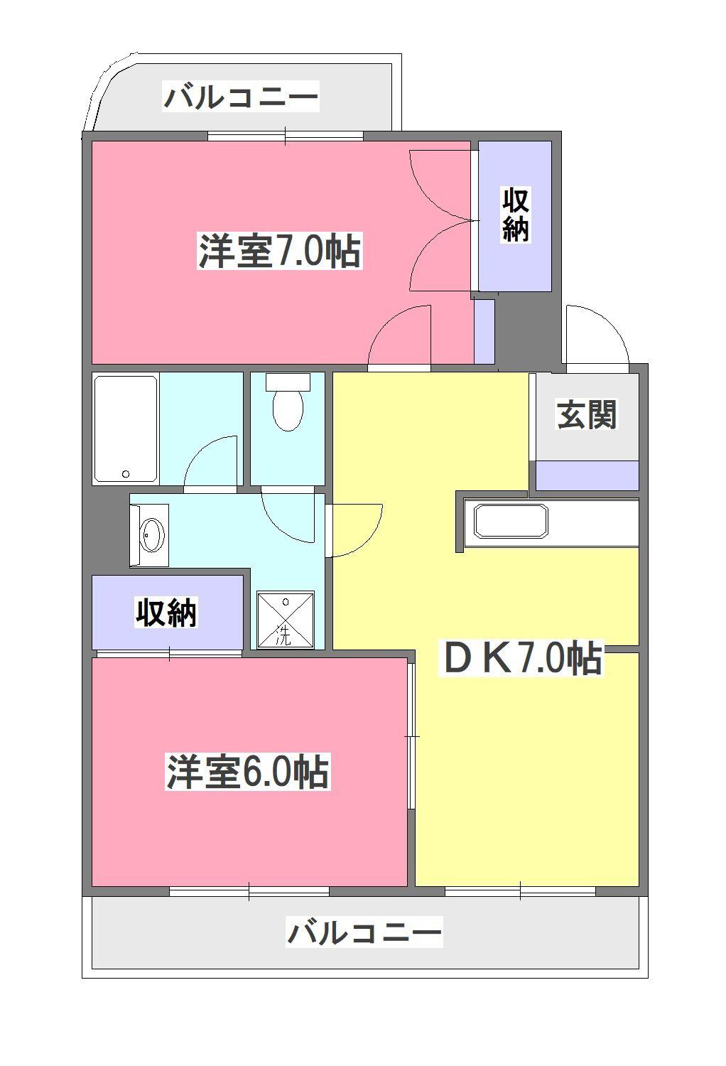 渋谷マンション(2DK/1階)の間取り写真