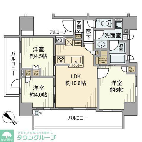 クレア新小岩デジーノ(3LDK/5階)の間取り写真