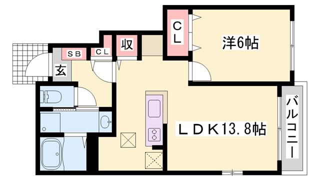 スピカII(1LDK/1階)の間取り写真
