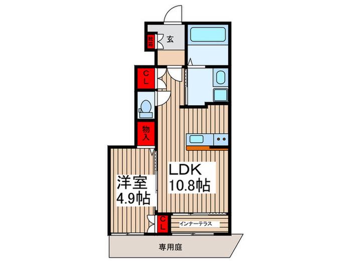 GRACE浦和(1LDK/1階)の間取り写真