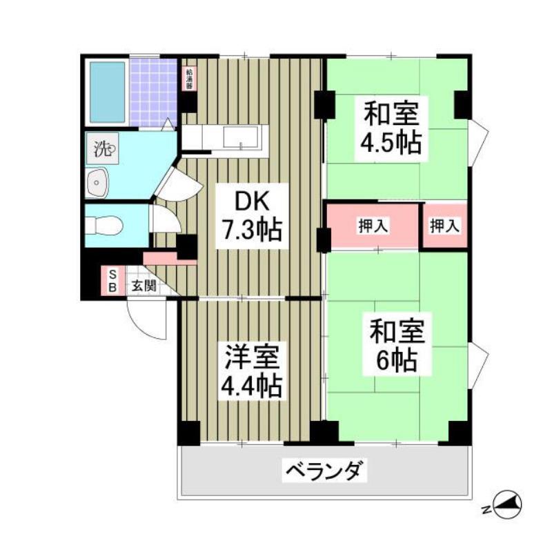 クオリティ所沢(3DK/3階)の間取り写真