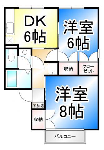 ライブリーパーク高橋(2DK/1階)の間取り写真