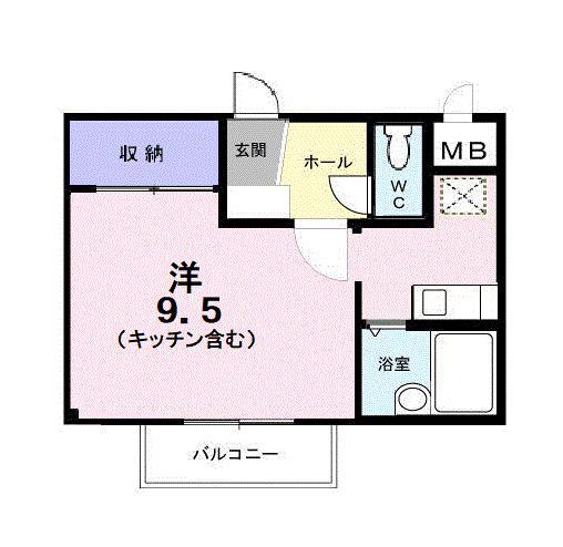 ドエル・ハナワ(ワンルーム/2階)の間取り写真