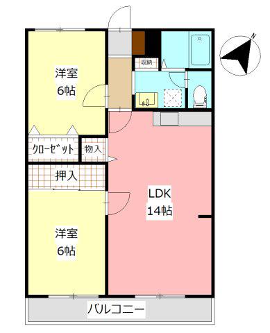 サンライズマンション(2LDK/2階)の間取り写真