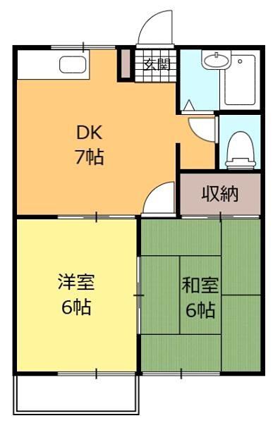 シンフォニー真里谷(2DK/2階)の間取り写真