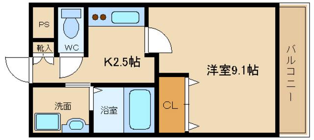シャルマン桂(1K/1階)の間取り写真