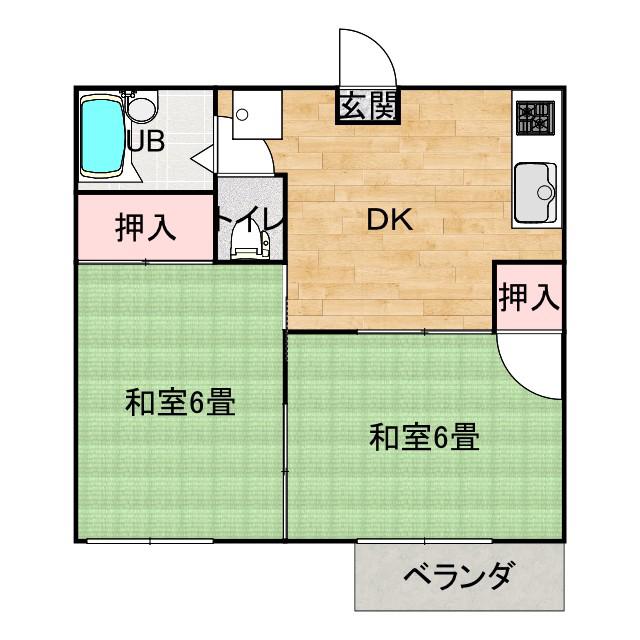 ハイツ北吉津(2DK/2階)の間取り写真