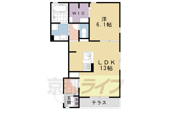 二条レジデンス(1LDK/1階)の間取り写真