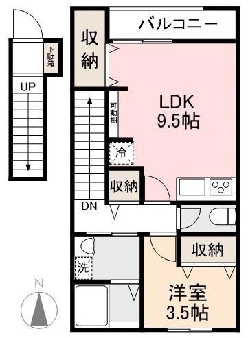 きたのハルカス(1LDK/2階)の間取り写真