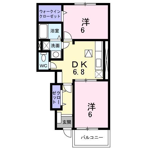 ルーチェ(2DK/1階)の間取り写真