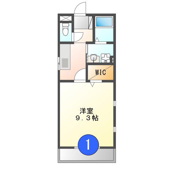 アズーリ(1K/2階)の間取り写真