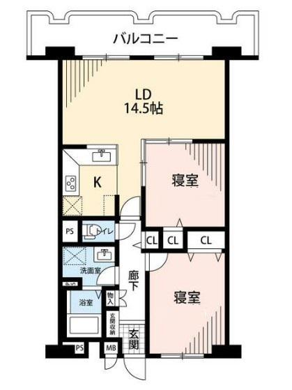 御殿山ハイツ(2LDK/2階)の間取り写真